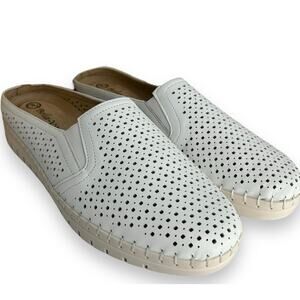 Bella Vita White Perforated Slip-On Loafers